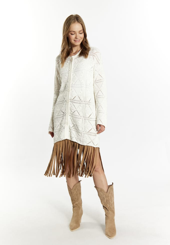 IZIA Longcardigan Dames wolwit