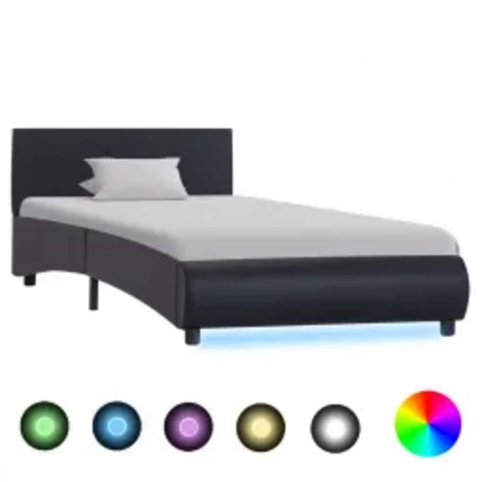 vidaXL - Bedframe - met - LED - kunstleer - zwart - 100x200 - cm