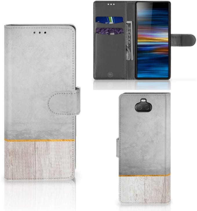 Sony Xperia 10 Book Style Case Wood Concrete
