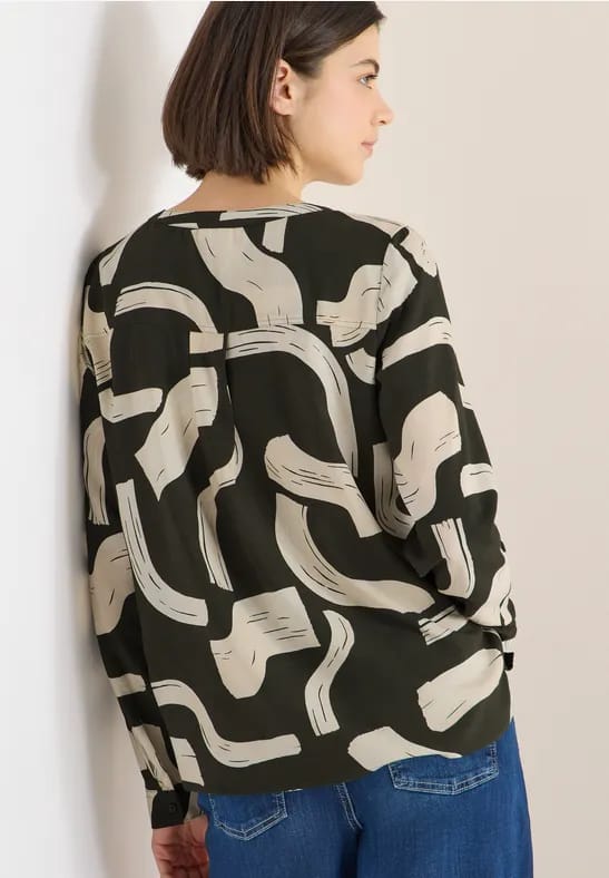 Gedessineerde blouse met gespleten hals
