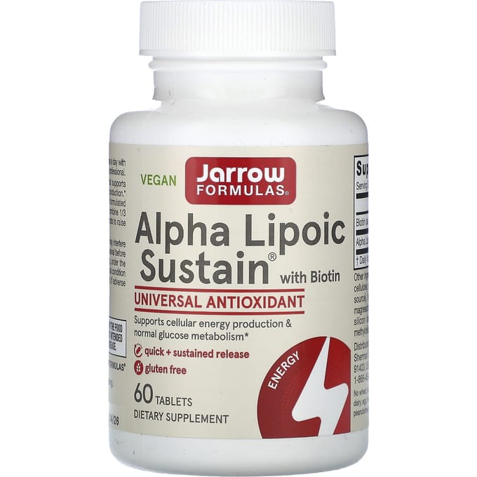 Jarrow Formulas, Alpha Lipoic Sustain, with Biotin, 300 mg, 60 tablets white