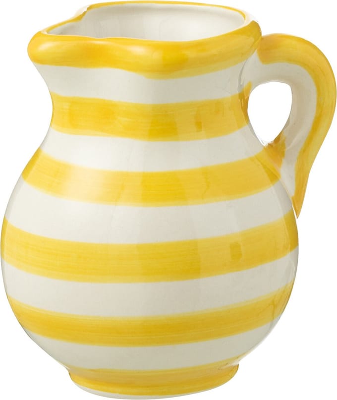 J-Line kruik Granada Stripes - keramiek - wit/geel - small