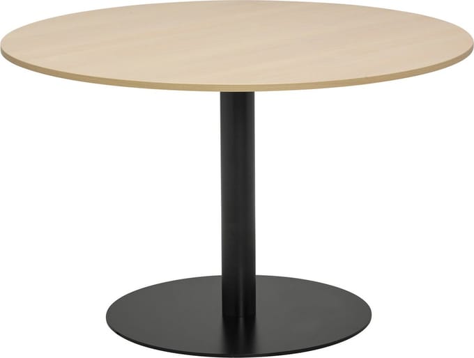 T60 Kolomtafel rond - 120x120 cm - Eiken Whitewash / Zwart frame