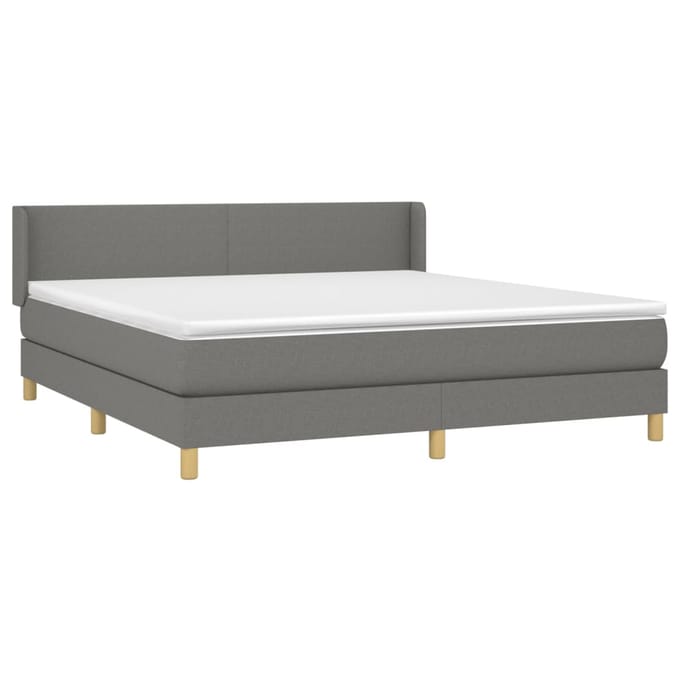 vidaXL - Boxspring - met - matras - stof - donkergrijs - 180x200 - cm