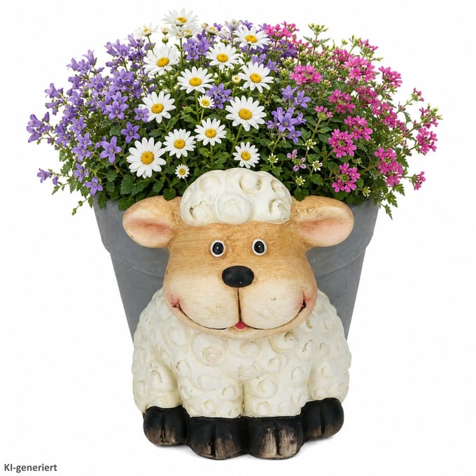 MAREN bloempot met schapen-decor grijs-crème – 795251040