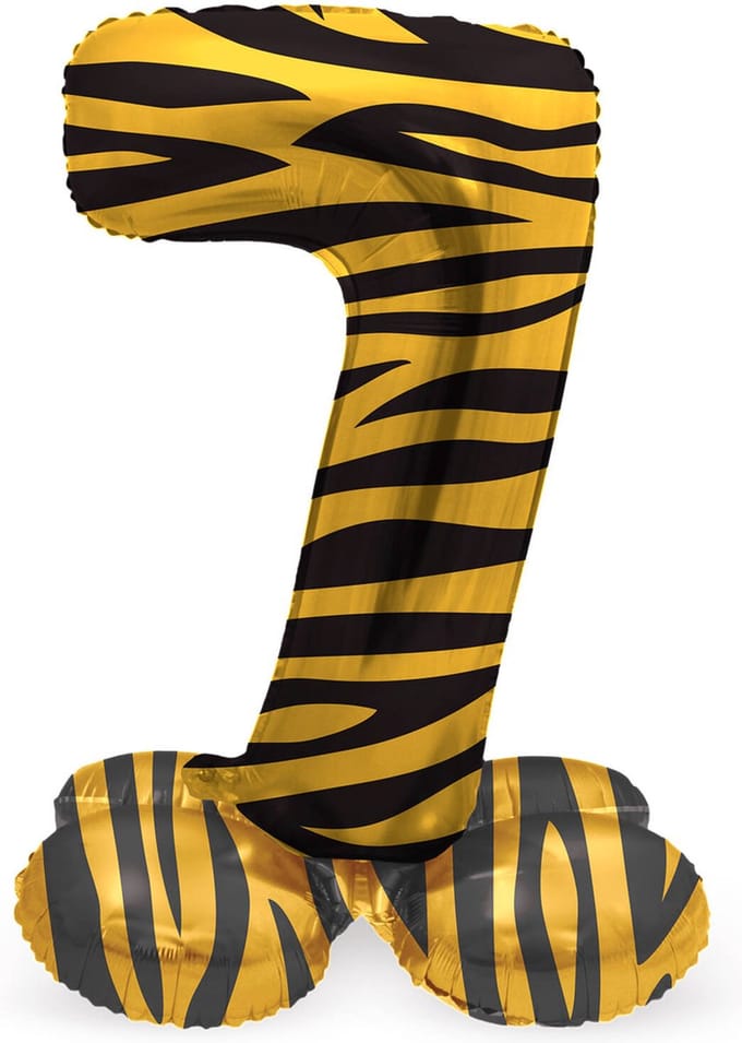 Staande Folieballon Cijfer 7 Tiger Chic - 41 cm