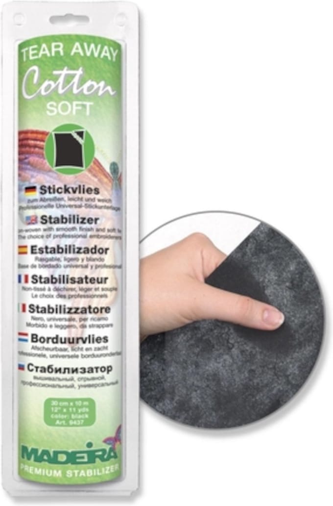 Madeira Cotton Soft ZWART Borduurvlies afscheur-baar 10Meter