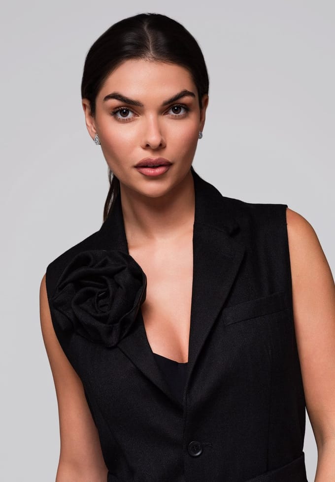 OMBRE Gilet - Slim Fit - Knopen - Effen Zwart L