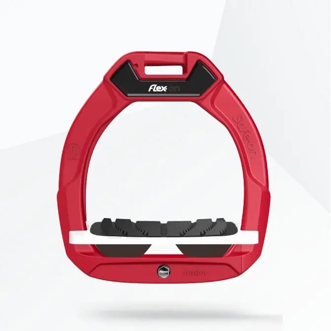 Veiligheidsstijgbeugels voor paardrijden Incliné Grip Rood/Wit/Bruin kind Flex-On Safe-On
