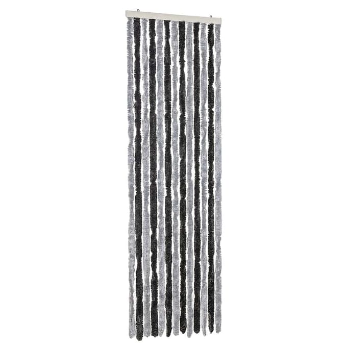 vidaXL - Vliegengordijn - 56x185 - cm - chenille - grijs - en - zwart