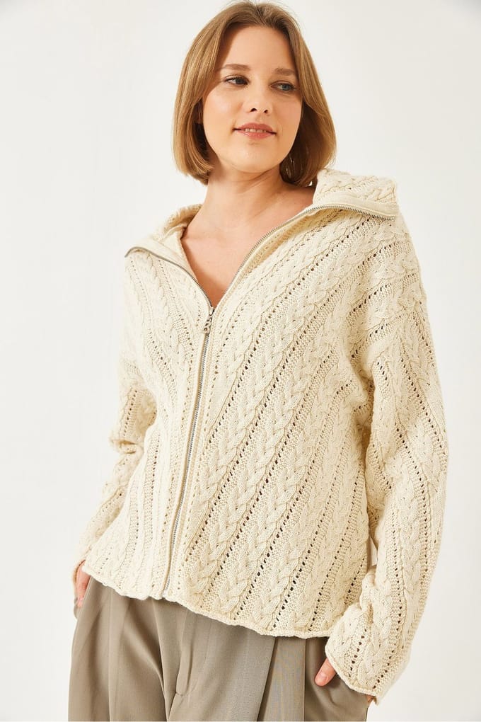 Textured Knitwear Cardigan met Ritskraag