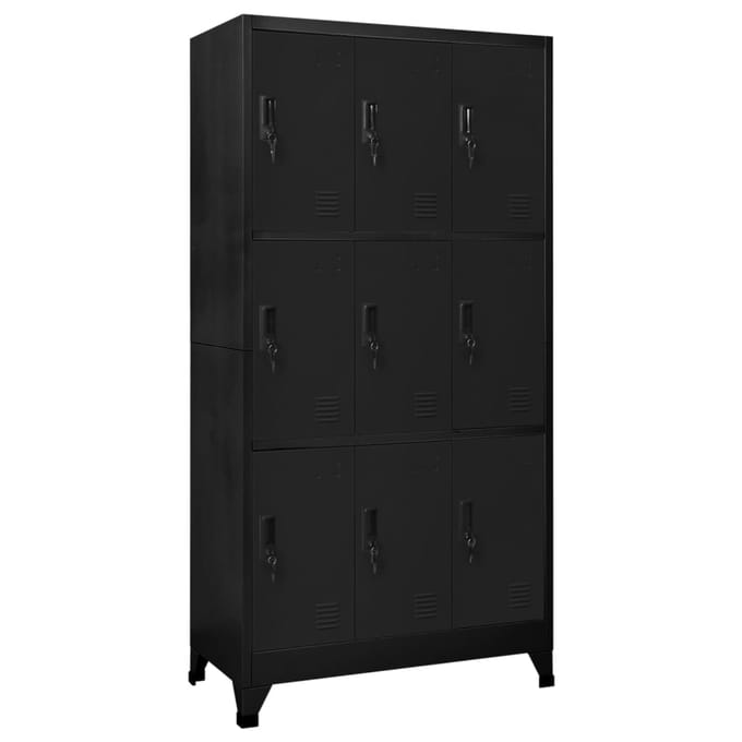 vidaXL - Lockerkast - 90x45x180 - cm - staal - zwart