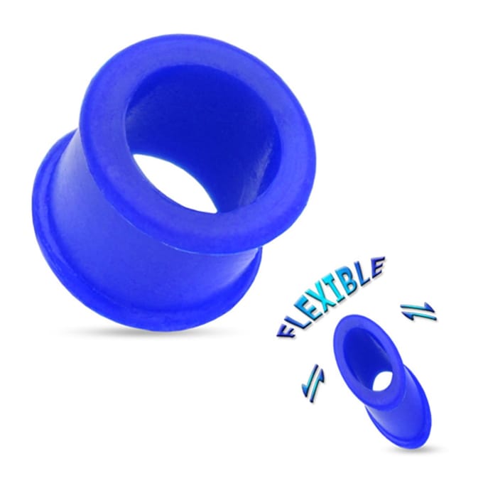 5 mm Double-flared Tunnel soft silicone blauw ©LMPiercings