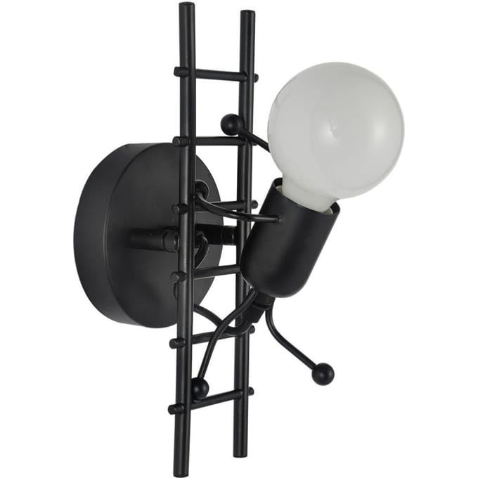 Creatieve Humanoïde LED Wandlamp voor Binnen Modern Wandlamp Kunstdecoratie Wandlamp E27 voor Slaapkamer zwart
