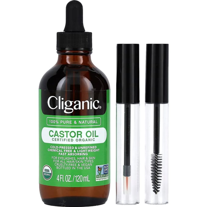 Dose d'Hydratation Intense™, Huile de Ricin Bio, Set Cils et Sourcils, 4 fl oz (120 ml)