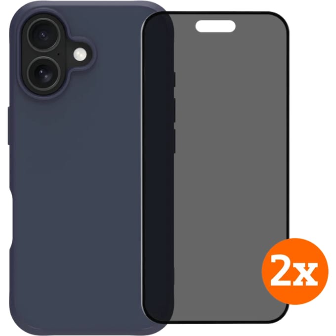 BlueBuilt Protective Back Cover iPhone 17 Blauw + Privacy Filter Screenprotector Duo Pack