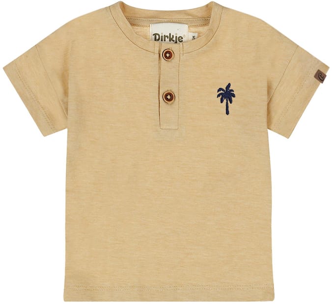 Dirkje - jongens - T-shirt - camel - knoopjes