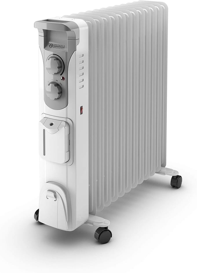 Elektrische Olie Radiator 2500W met Luchtbevochtiger en Timer Wit