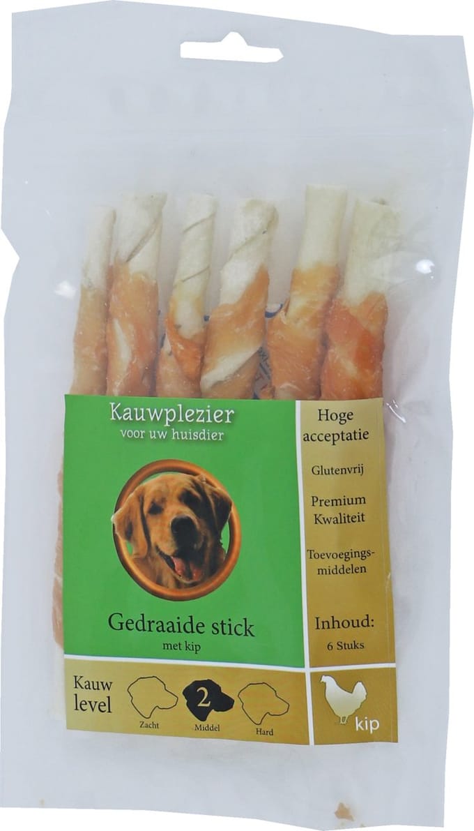 Stick Gedraaid + Kip 12Cm Zak A 6 Stuks