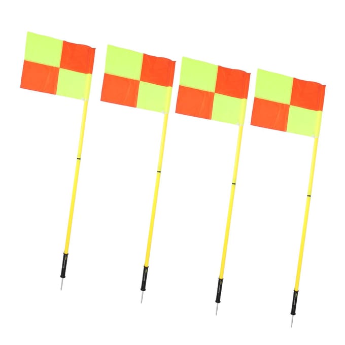 Hoekvlaggen Set voor Voetbalveld met 4 stuks Vierkante Vlaggen 4 stuks 2-delige 1.5m Voetbalpalen Voetbal yellow