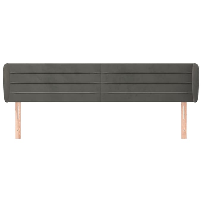vidaXL - Hoofdbord - met - randen - 183x23x78/88 - cm - fluweel - donkergrijs