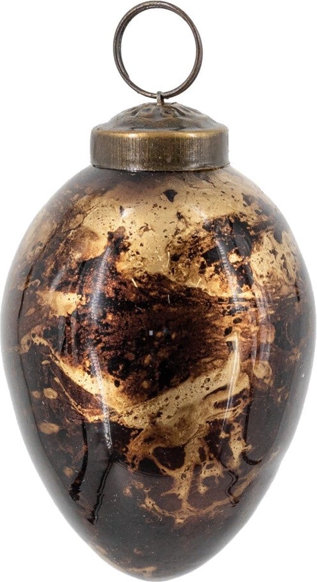 HomeBound by KY | Glazen kerstbal brown marble | 7,5cm | kerstbal