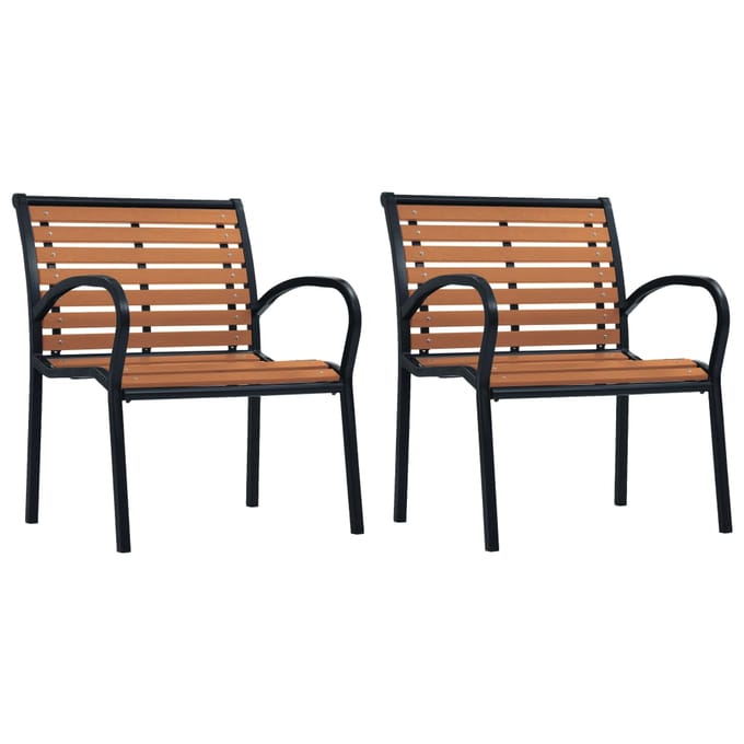 vidaXL - Tuinstoelen - 2 - st - staal - en - HKC - zwart - en - bruin