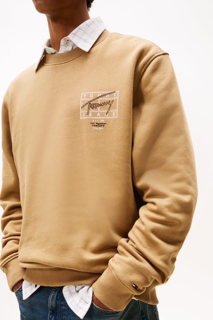 Tommy Hilfiger Regular Entry Dna Pullover Sweatshirt Dark Dune Größe: S | Pullover Outlet | Herren