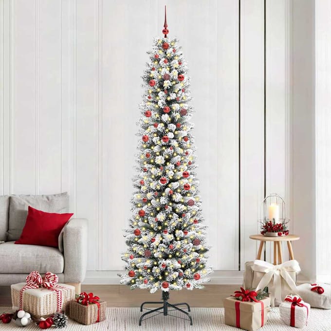 vidaXL - Kunstkerstboom - Wit - 240 - cm - PVC - en - Metaal - en - Plastic