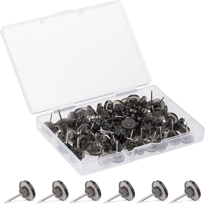 100x Prikbord Spelden - 11mm Doorsnede - Stevig & Herbruikbaar - Transparant Zwart