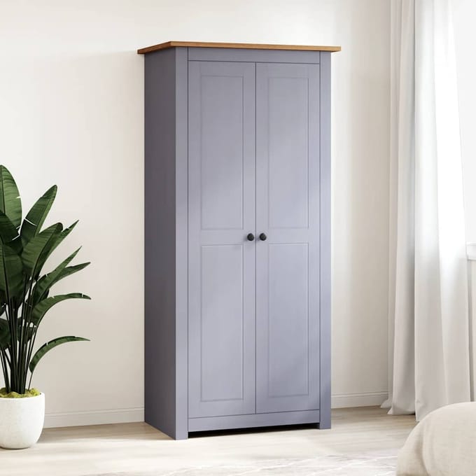 vidaXL - Kledingkast - Panama - Range - 80x50x171,5cm - massief - grenenhout - grijs