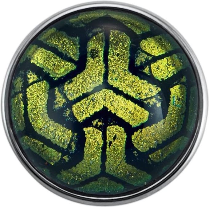 Quiges - Dames Click Button Drukknoop 18mm Glas Metallic Patroon - EBCM177