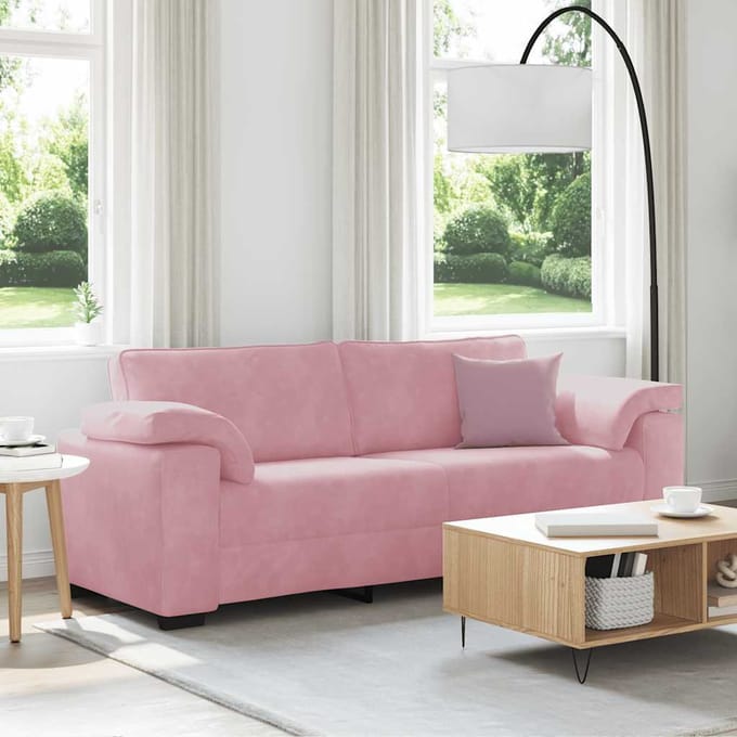 vidaXL - 3-zitsbank - roze - 220x77x82 - cm - fluweel