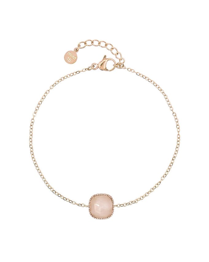Mint15 Rozenkwarts Armband - Roségoudkleur RVS/Stainless Steel