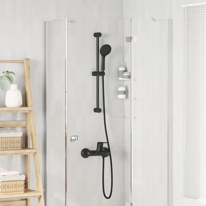 Ensemble Système de Douche Noir 70 cm Acier Inoxydable
