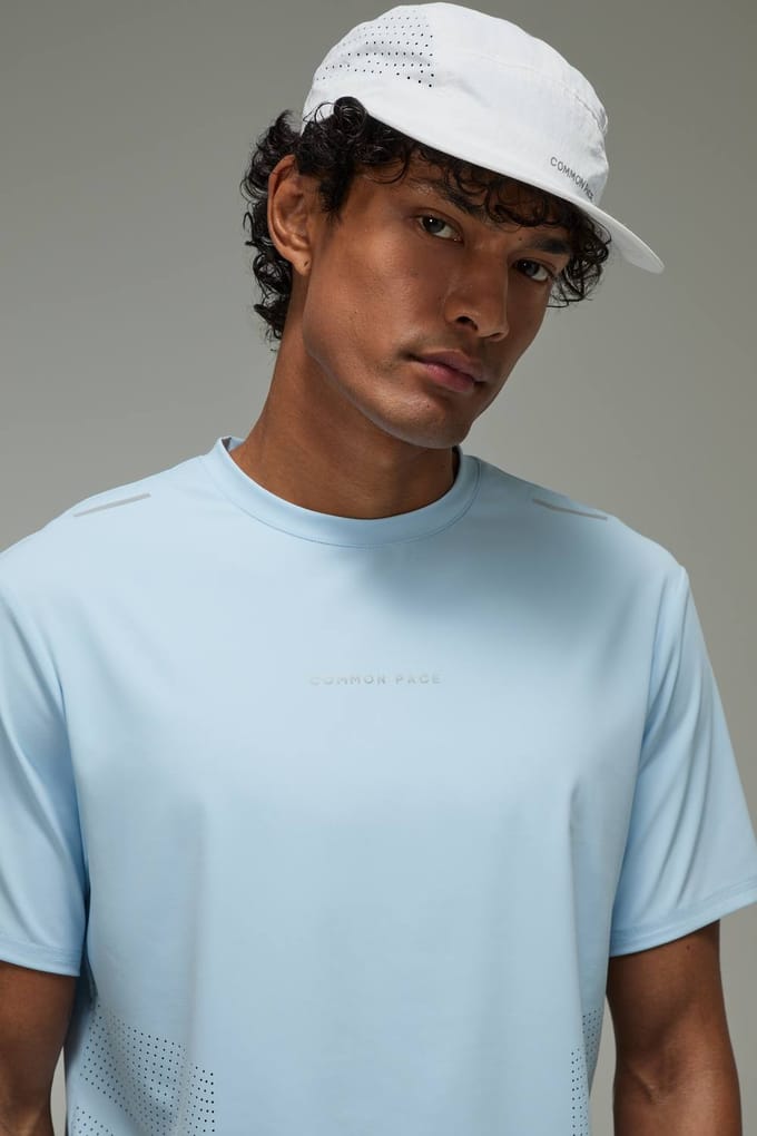 Common Pace Running Perforated Regular Fit T-Shirt | Light Blue | Size Small