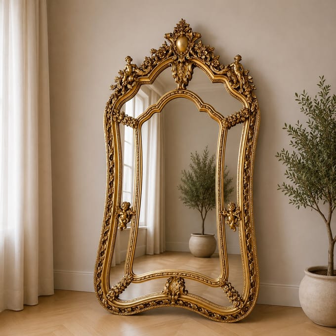Barok Spiegel XL Emilie Goud