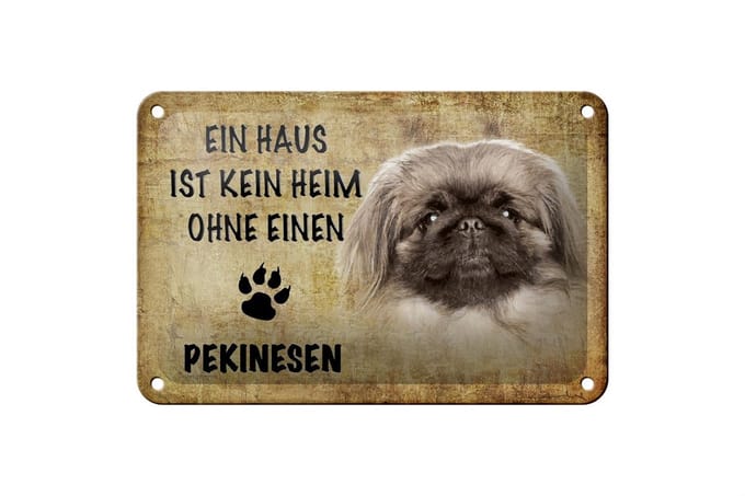 Blechschild Spruch 18x12cm Pekinesen Hund ohne kein Heim