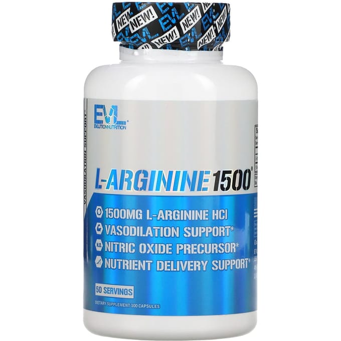 EVLution Nutrition, l-Arginine1500, 1 500 mg, 100 capsules (750 mg par capsule)