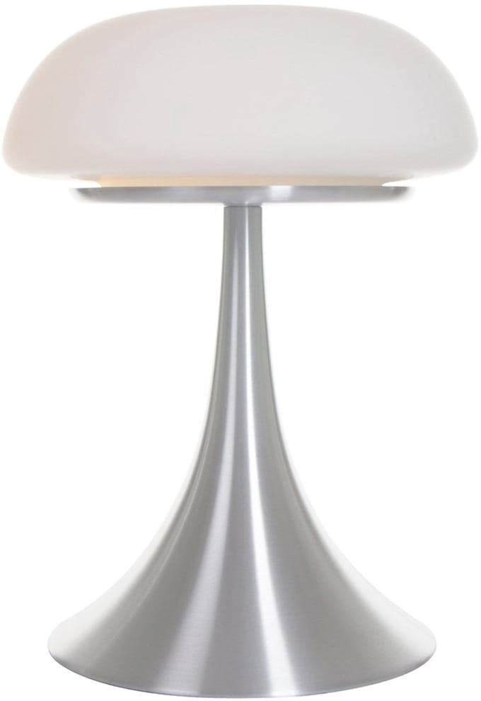Tafellamp Ancilla 5557ST moderne stalen lamp met wit glas, hoogte 39 cm en diameter 30 cm, Steinhauer