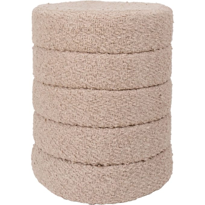 Poef Rosa Beige 53 x ø43 cm - Luxe Ronde Poef met Gelaagd Design