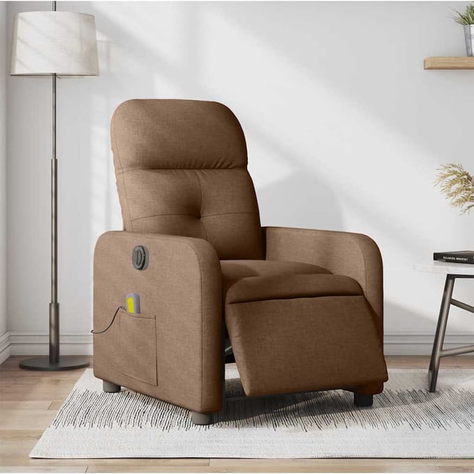 vidaXL - Massagestoel - elektrisch - verstelbaar - stof - bruin