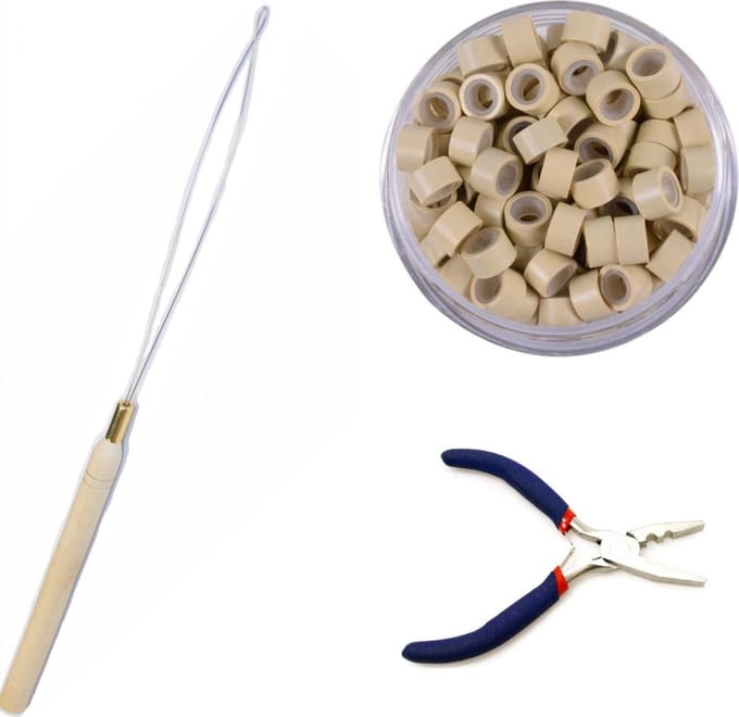 Finnacle - Ultieme Microring Combo - 100x Siliconen Microringen in Blond - Inclusief Microring Loop & Inzettang