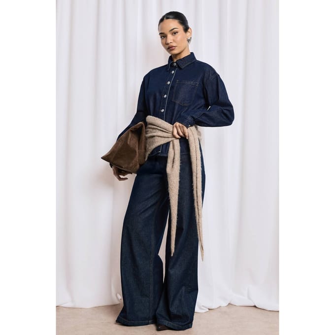 boohoo Dames Denim overhemd | Indigo | Maat: 10