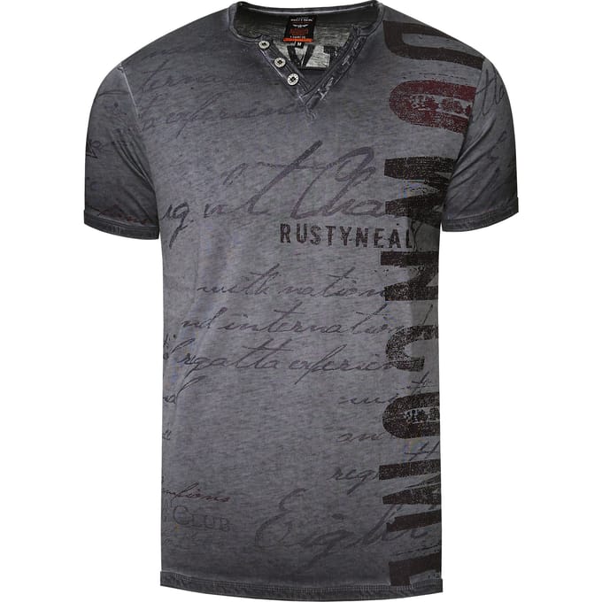 T-shirt met V-hals en logo-print aan de zijkant