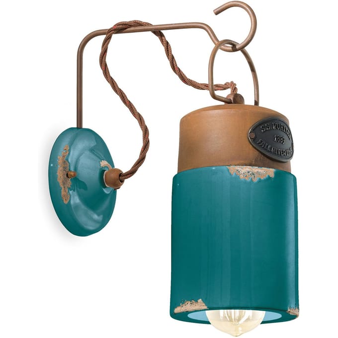 Ferroluce Wandlamp C1621, keramiek en metaal, groen