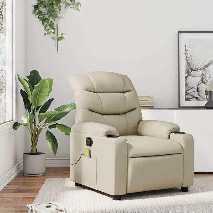 vidaXL - Massagestoel - verstelbaar - kunstleer - crème