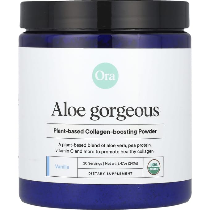 Ora, Aloe Gorgeous, Poudre de Réplétion de Collagène Végétal, Saveur Vanille, 8,47 oz (240g)