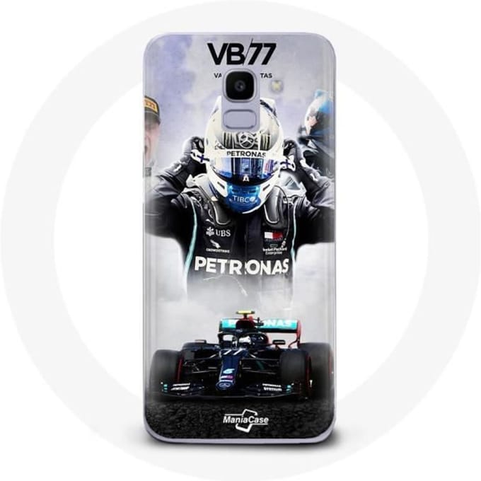 Coque pour Samsung Galaxy A8 2018 Formule 1 Valtteri Bottas pilote de course F1 Noir