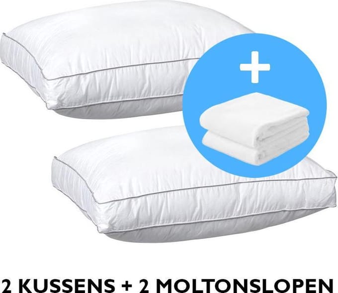 OrthoMedic Box Hoofdkussen Set (2 Stuks) - 50x60x10 (+2 Moltonslopen)